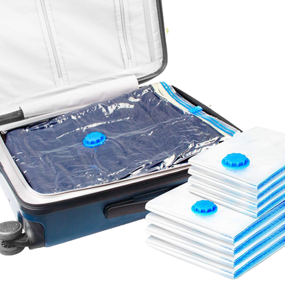 Set de 5 Bolsas de almacenamiento al vacío para ahorro de espacio + bomba