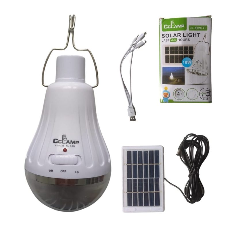 Súper combo bombillo con panel solar + Lampara solar recárgable con panel solar y recargable a 110V